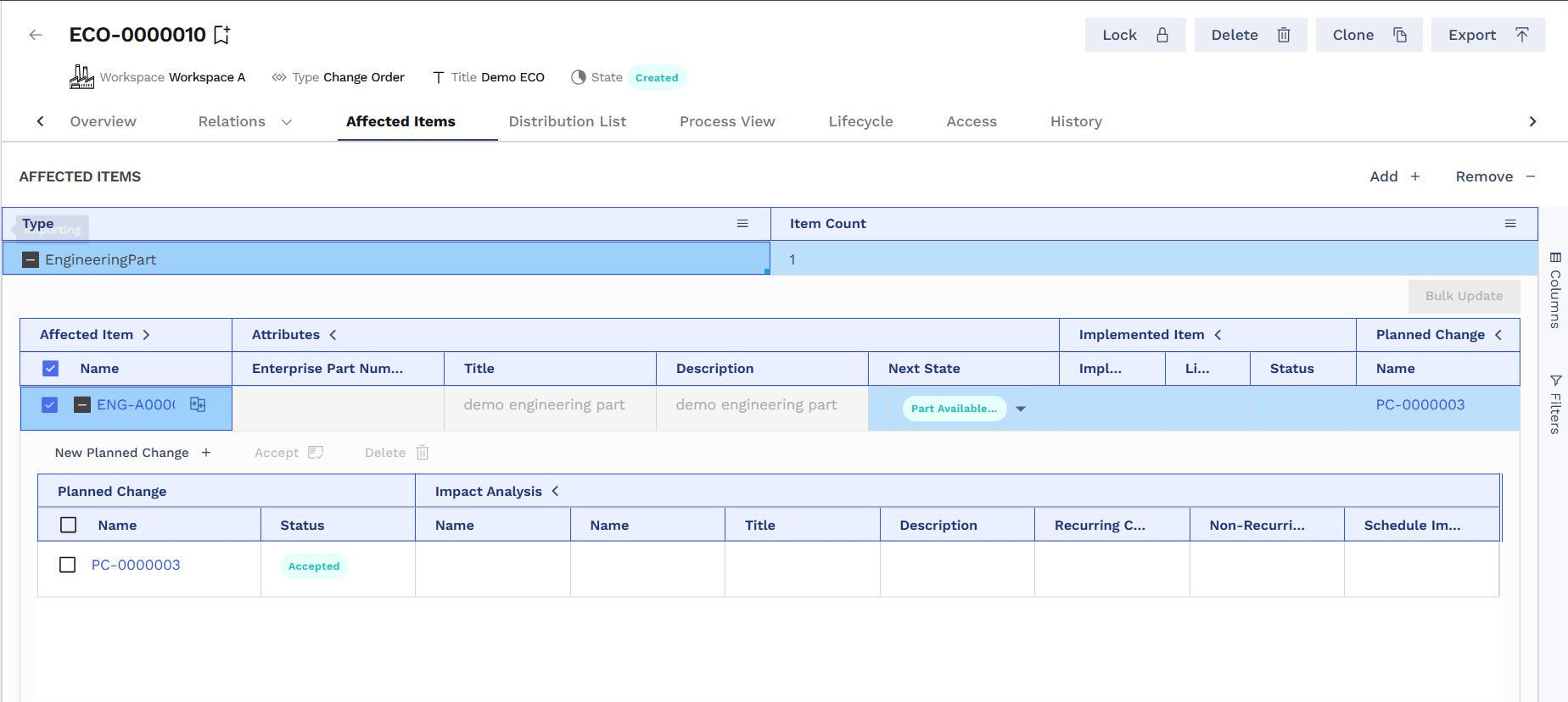 Change Management Interface
